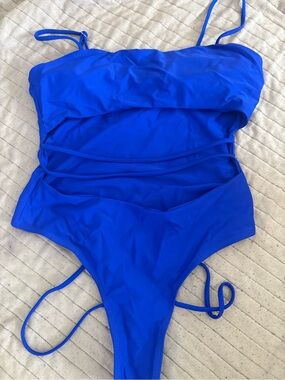Electric Blue One-Piece Cutout Swimsuit